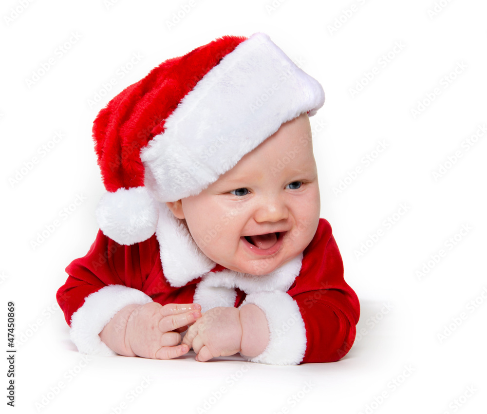 Seven-month-old baby in Santa Claus outfit Seven-month-old baby in Santa Claus outfit