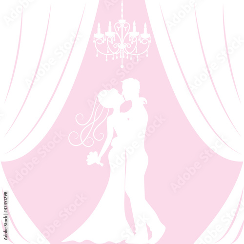 silhouette of bride and groom