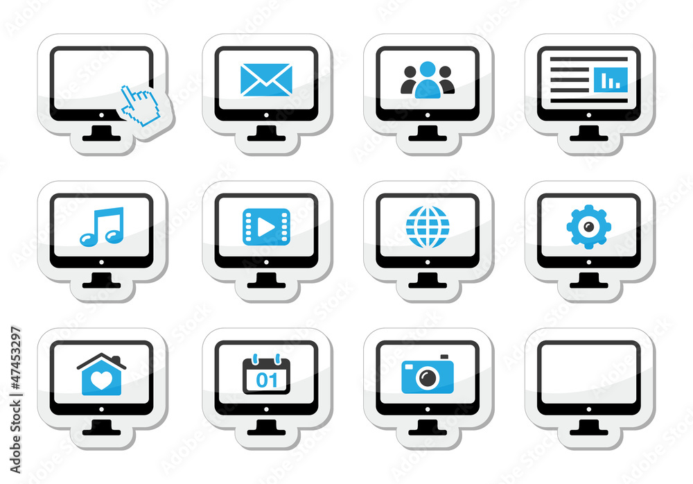 Computer screen icons set as labels Computer screen icons set as labels