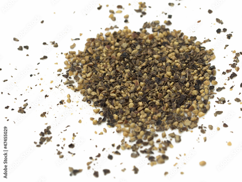 Spice of black pepper isolated on white background