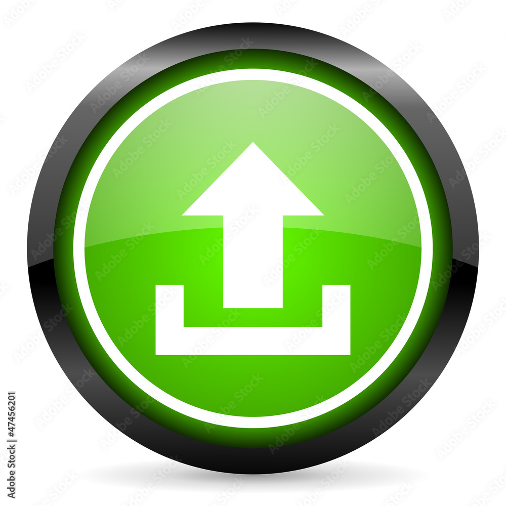 upload green glossy icon on white background upload green glossy icon on white background