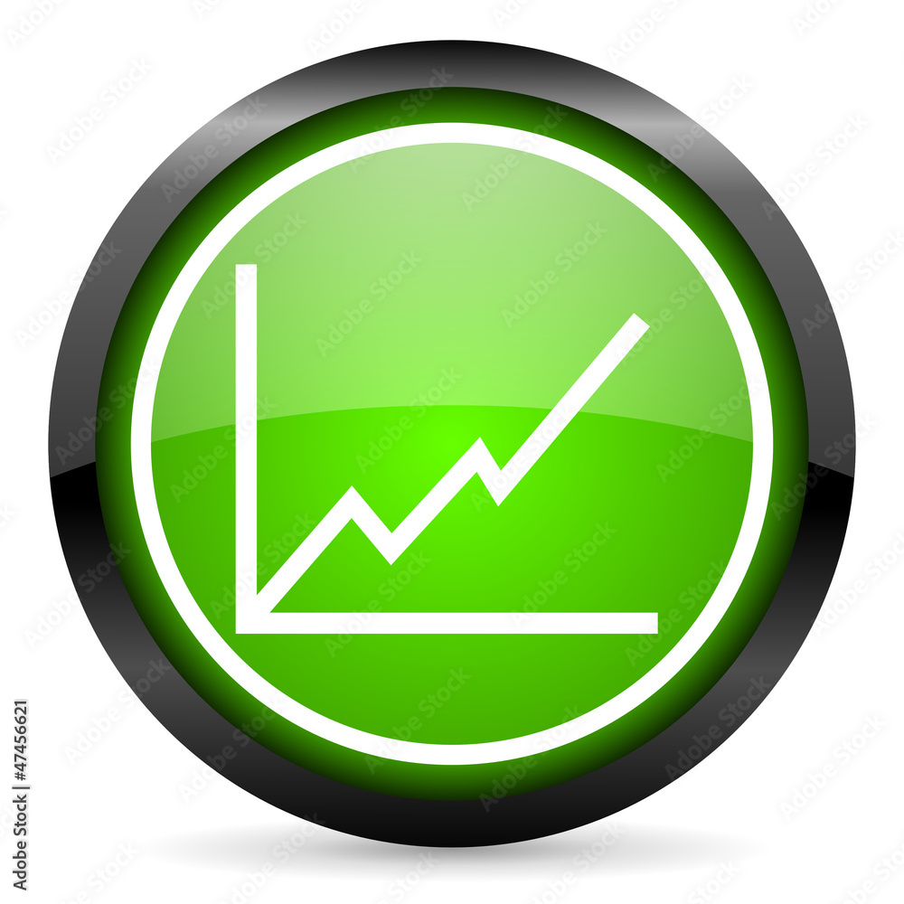 chart green glossy icon on white background chart green glossy icon on white background