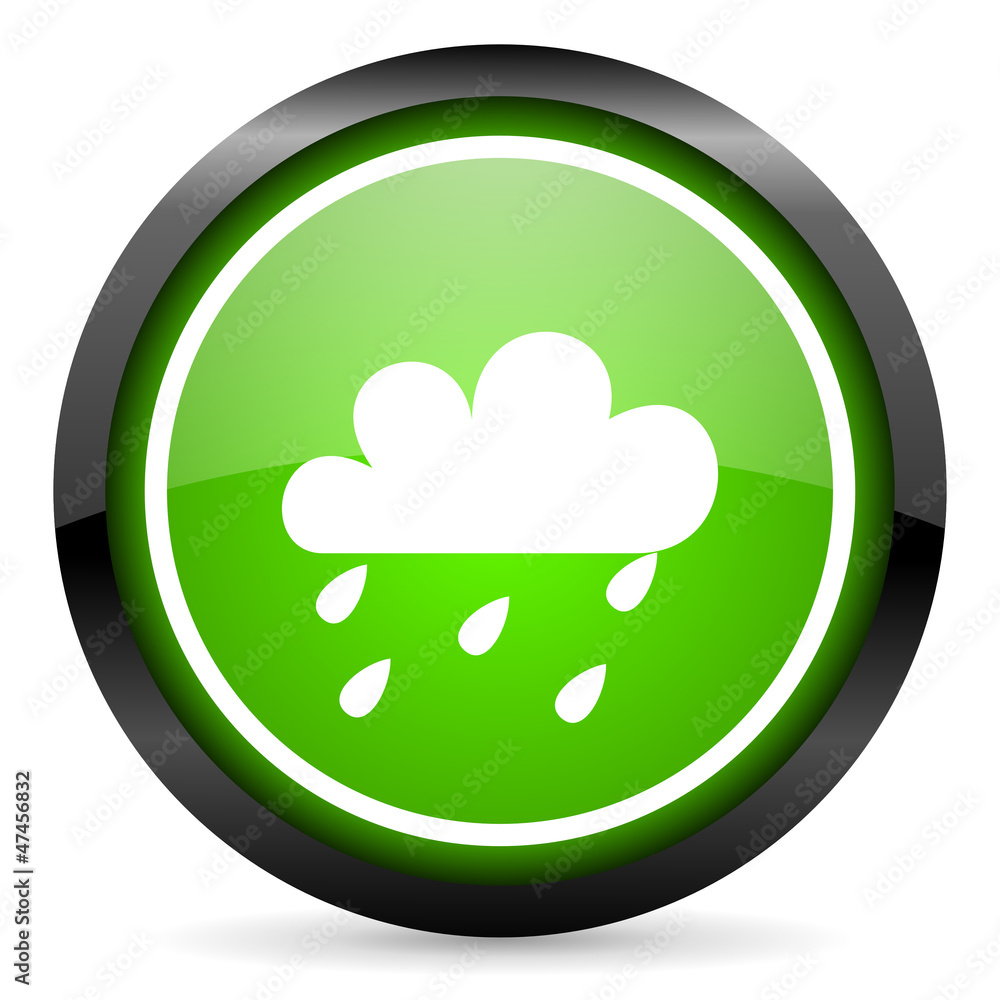 weather green glossy icon on white background
