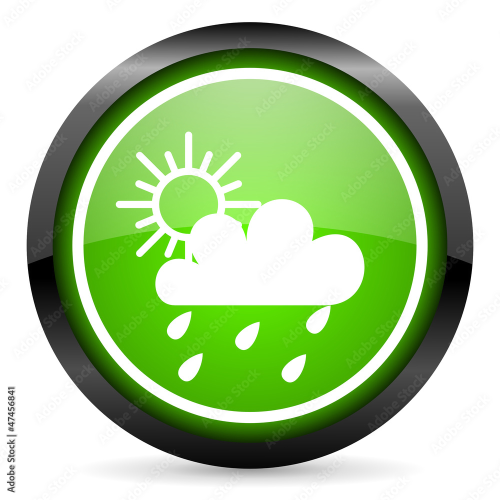 weather green glossy icon on white background weather green glossy icon on white background
