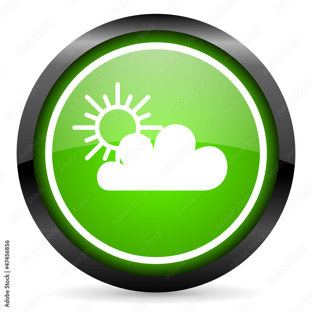 weather green glossy icon on white background weather green glossy icon on white background