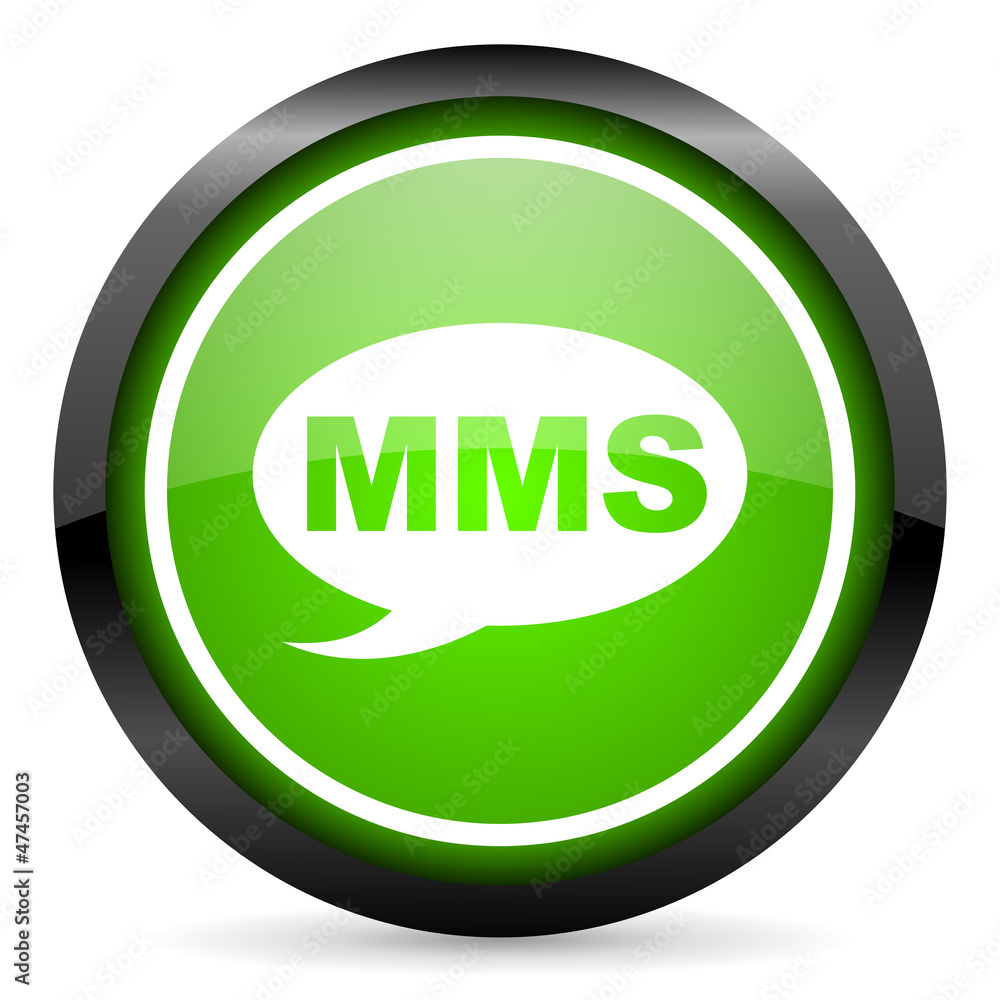 mms green glossy icon on white background mms green glossy icon on white background