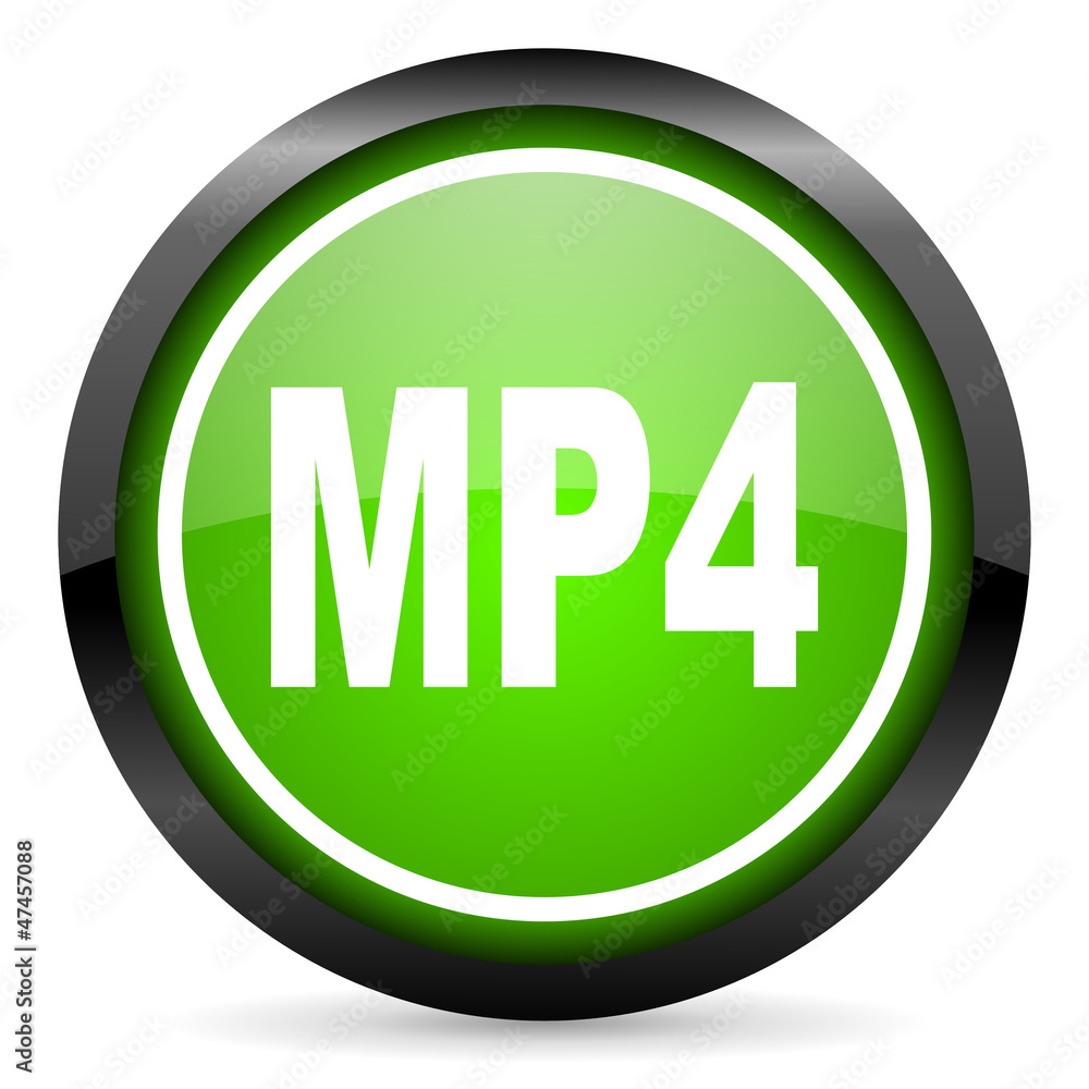 mp4 green glossy icon on white background mp4 green glossy icon on white background