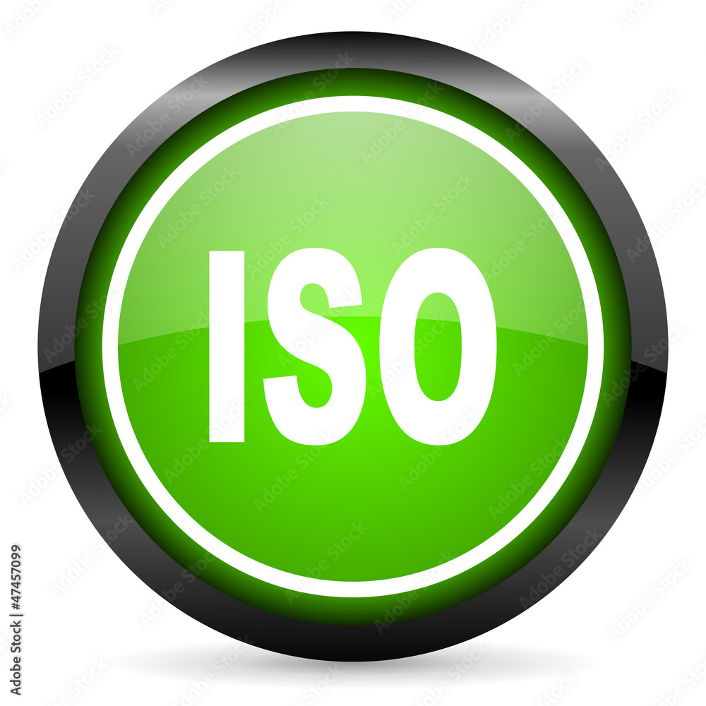 iso green glossy icon on white background iso green glossy icon on white background