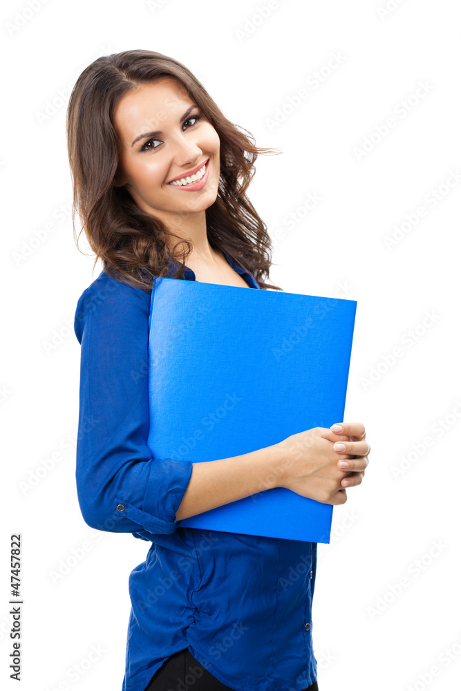 Businesswoman with folder, on white Businesswoman with folder, on white