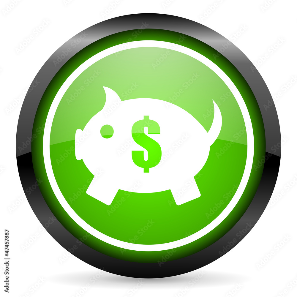 piggy bank green glossy icon on white background piggy bank green glossy icon on white background
