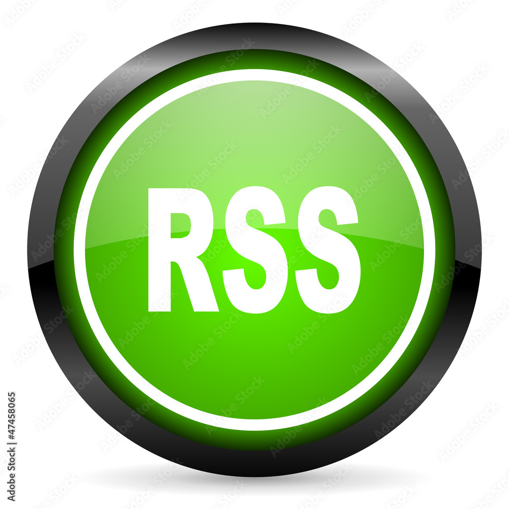 rss green glossy icon on white background rss green glossy icon on white background
