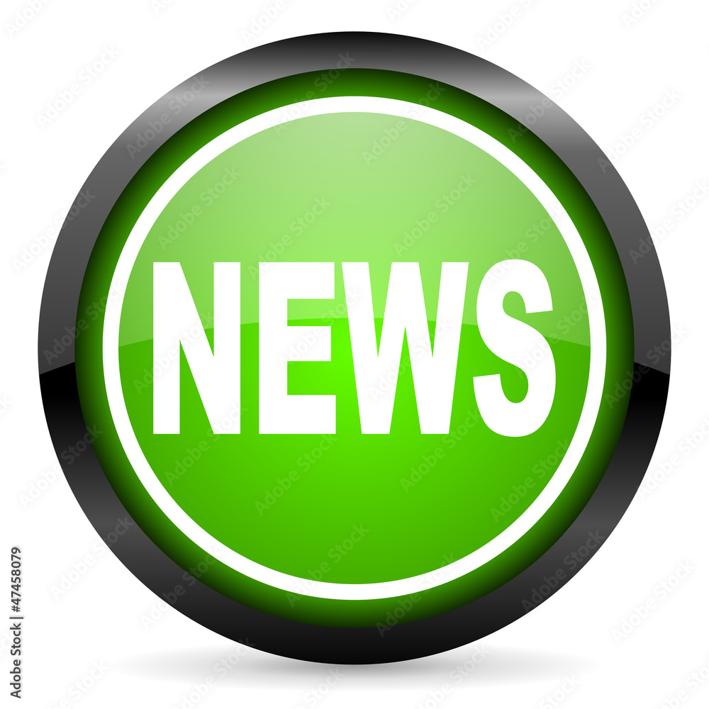 news green glossy icon on white background news green glossy icon on white background