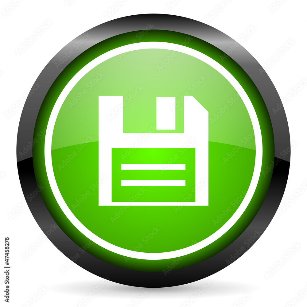disk green glossy icon on white background disk green glossy icon on white background