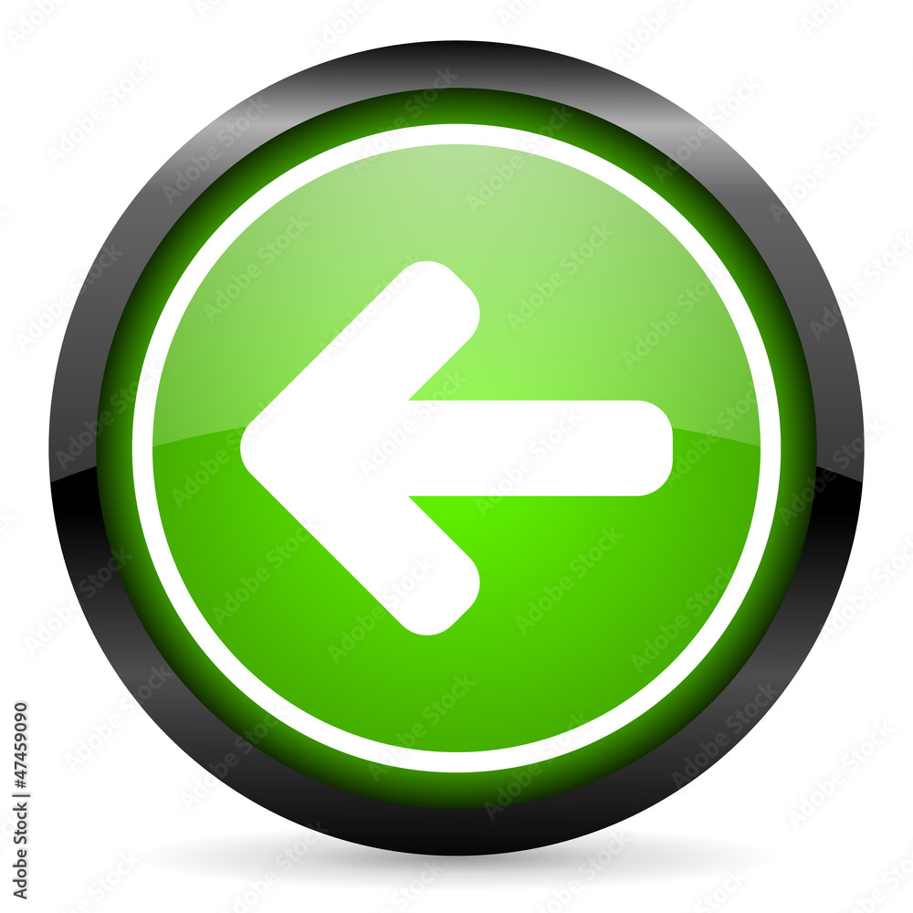 arrow left green glossy icon on white background arrow left green glossy icon on white background