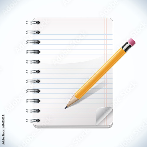 Realistic Notepad With Pencil
