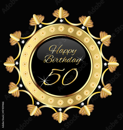 Happy 50 years birthday gold design vector