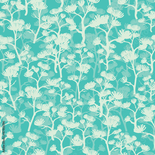 Vector abstract green oriental trees seamless pattern background