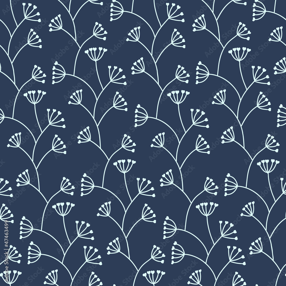 Stylish seamless blue floral pattern. Vector illustration