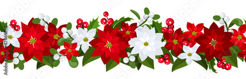 Christmas horizontal seamless background. Vector illustration.