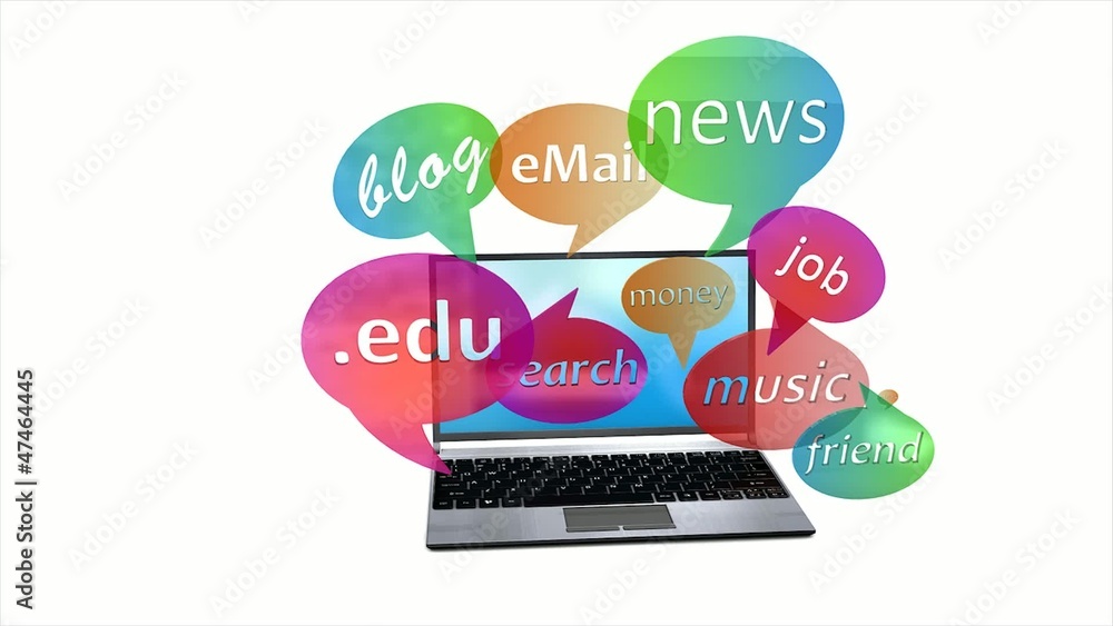 Internet social network concept animation. Matte included.