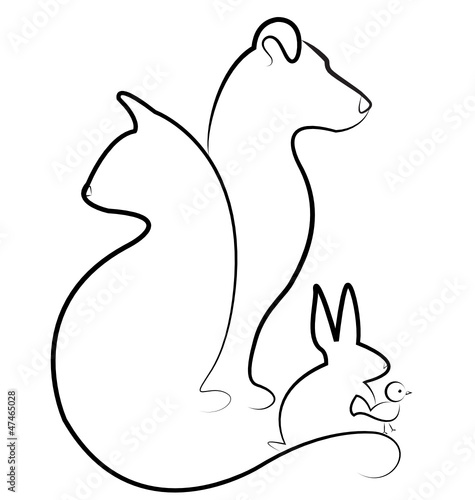 Cat, dog, bird, and rabbit logo vector