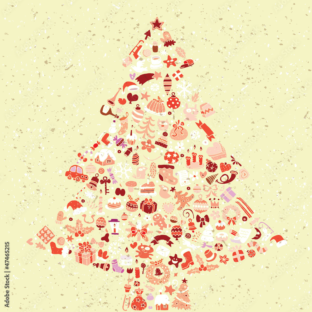 Christmas Tree Square Card ... made from small christmas icons