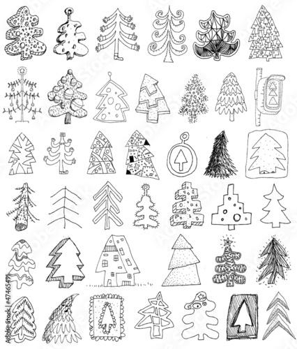 Christmas Trees Collection ... set of 40  trees in BW
