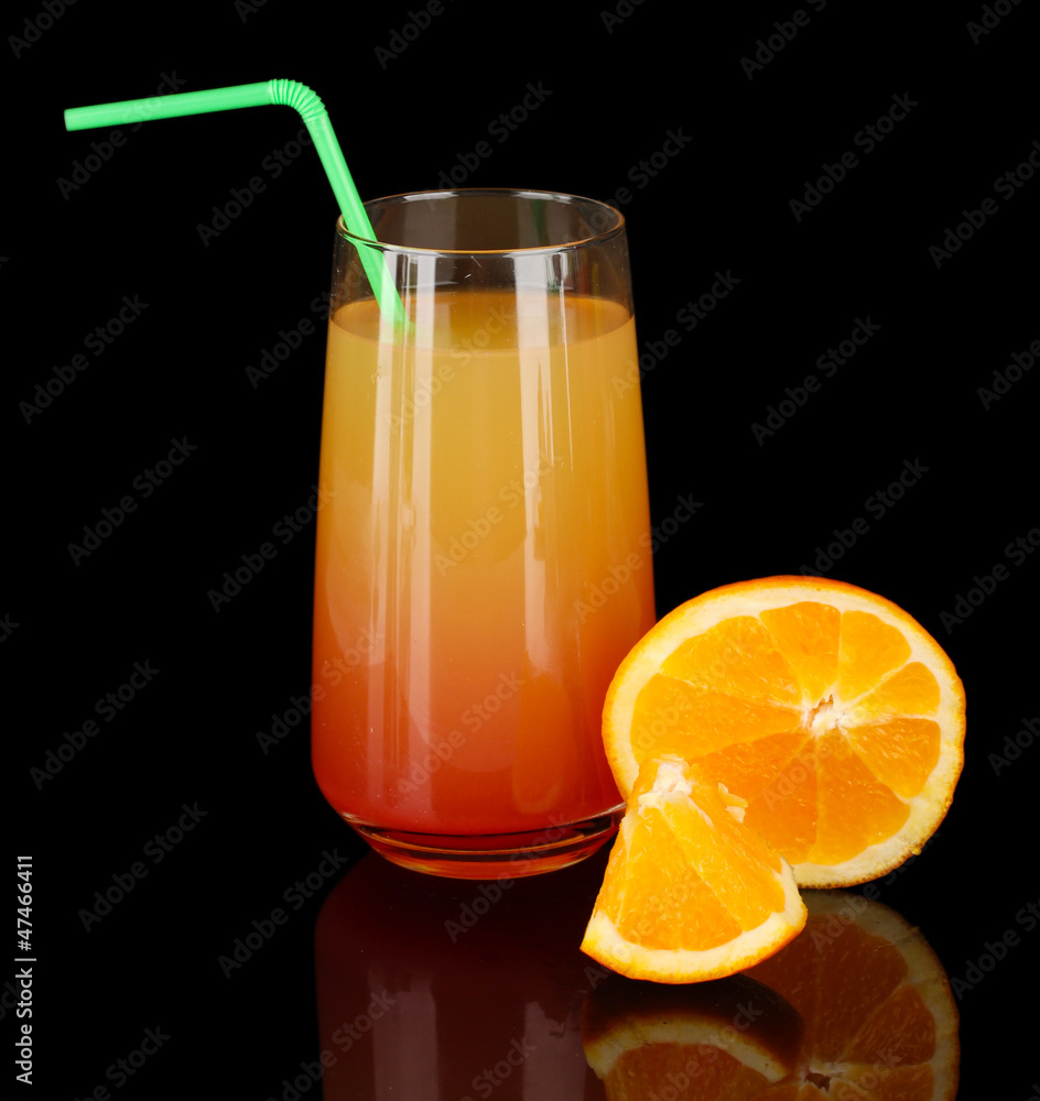 Glass of multicolor cocktail isolated on black Glass of multicolor cocktail isolated on black