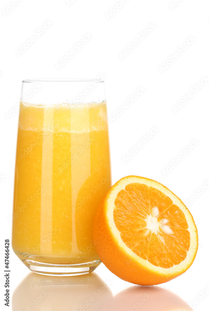 Glass of fresh orange juice isolated on white Glass of fresh orange juice isolated on white