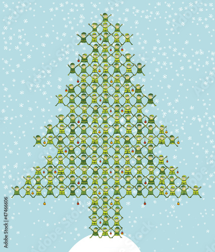 Many Elf Doing Christmas Tree - XL