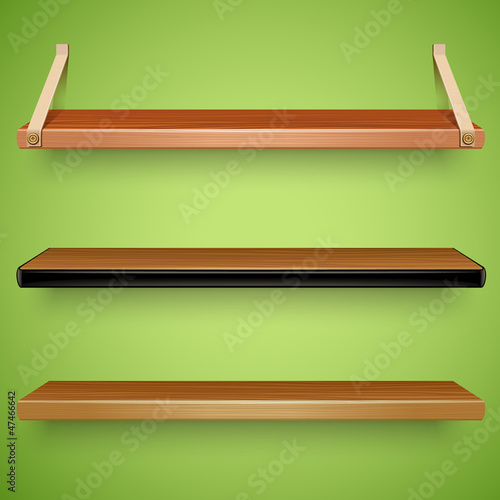 wooden shelves