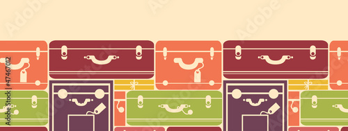 Vector colorful luggage horizontal seamless pattern ornament