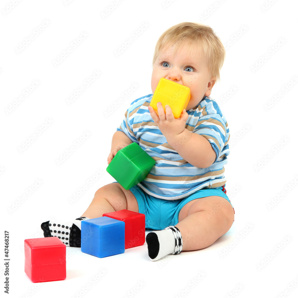 Little boy playing with multicolor blocks Little boy playing with multicolor blocks
