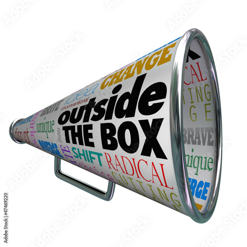 Slika na platnu Outside the Box Megaphone Bullhorn Change Innovation