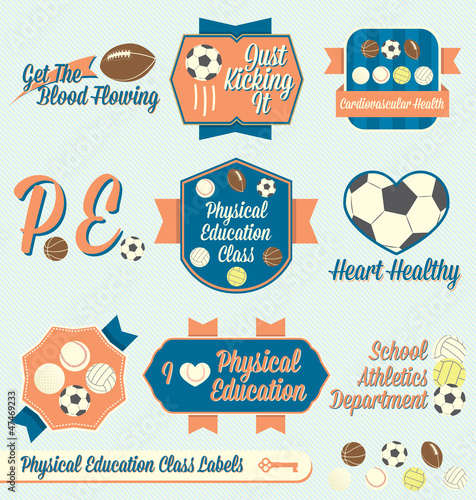 Vector Set: Vintage Physical Education Class Labels and Icons