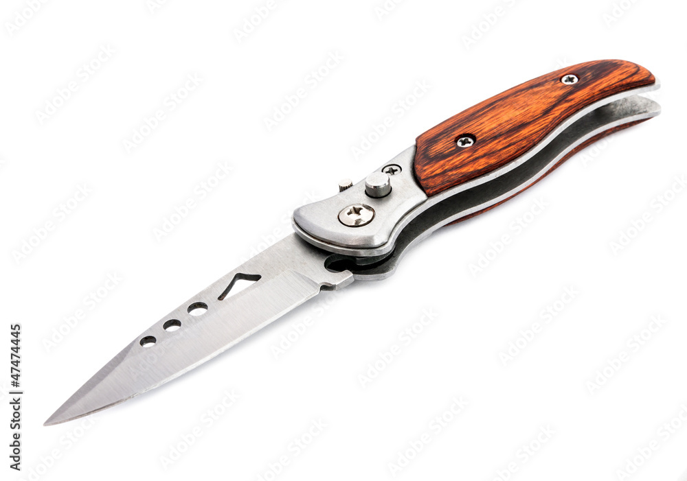 Wall Mural Pocket knife on white background.
