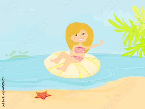 sweet happy little girl on the beach © diavolessa