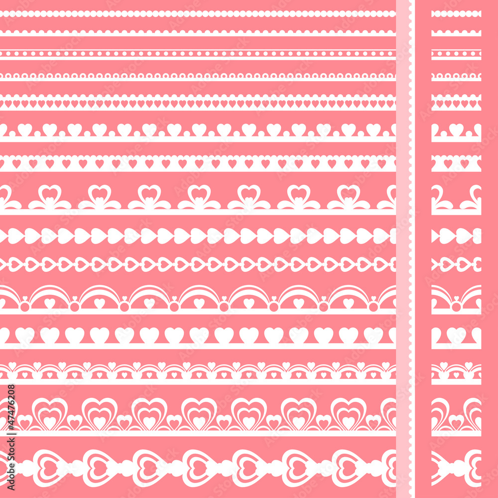 Set of hand drawn lace paper punch borders.