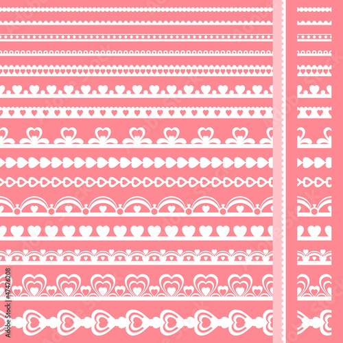 Set of hand drawn lace paper punch borders.