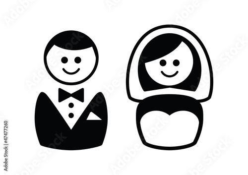 Married couple icons - broom and bride