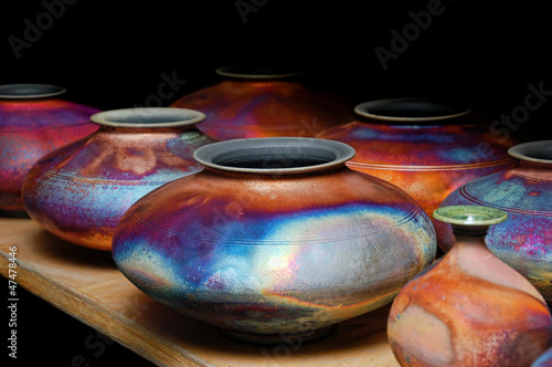 Iridescent glazed handmade pottery