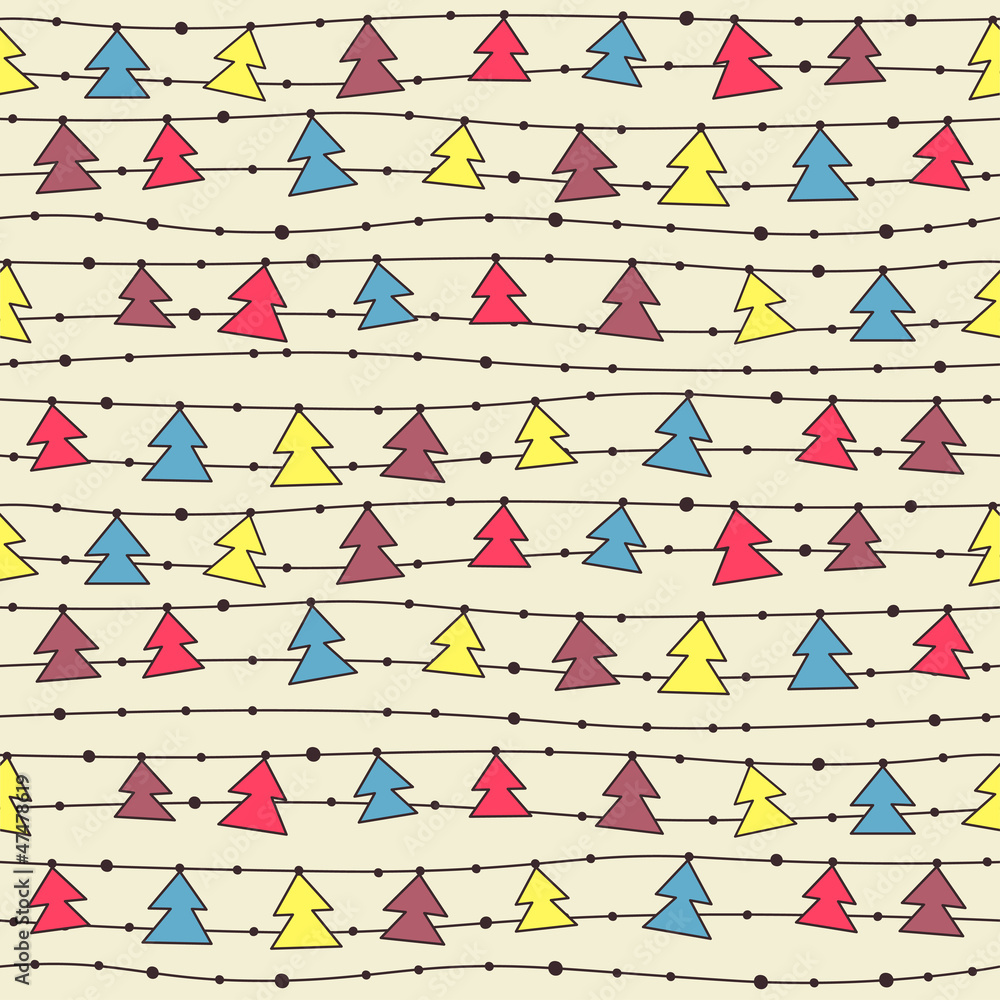 Cute seamless pattern with color christmas trees Cute seamless pattern with color christmas trees