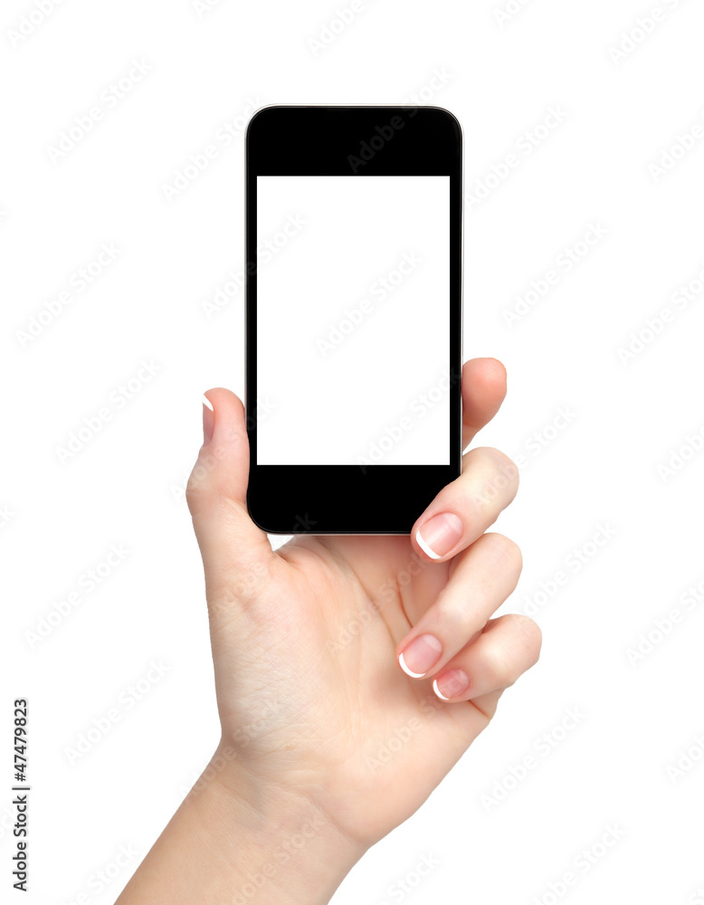isolated woman hand holding the phone isolated woman hand holding the phone