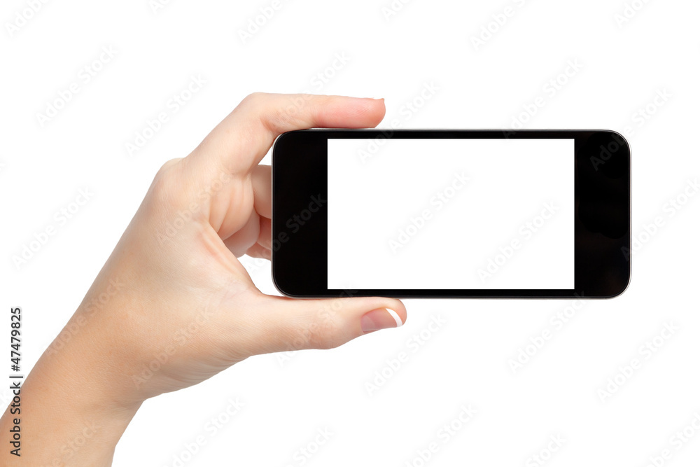 isolated woman hand holding the phone isolated woman hand holding the phone