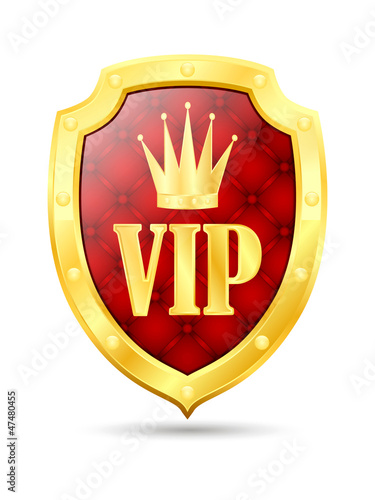 Golden VIP shield red inside