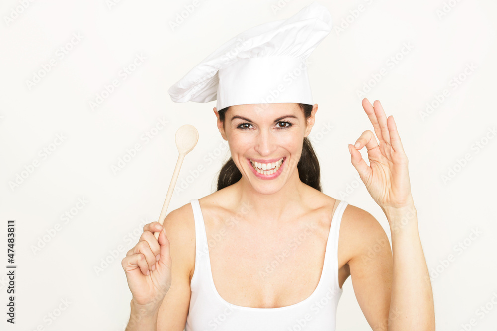 Köchin mit Kochlöffel