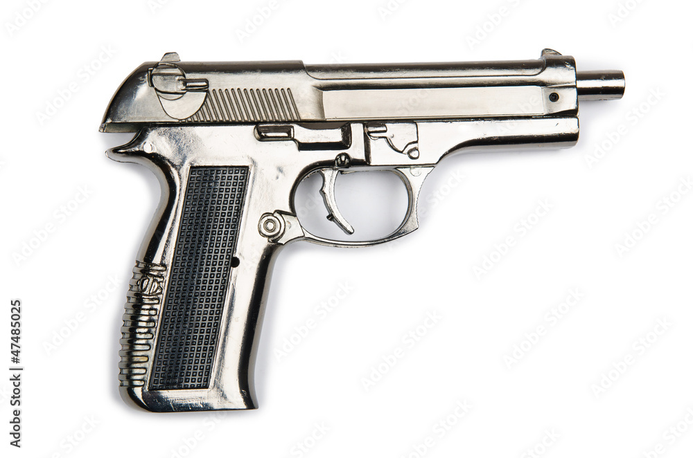 Hand gun isolated on the white background