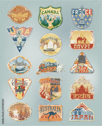 Vintage travel labels