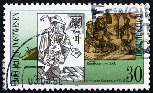 Postage stamp GDR 1988 15th Century Postman