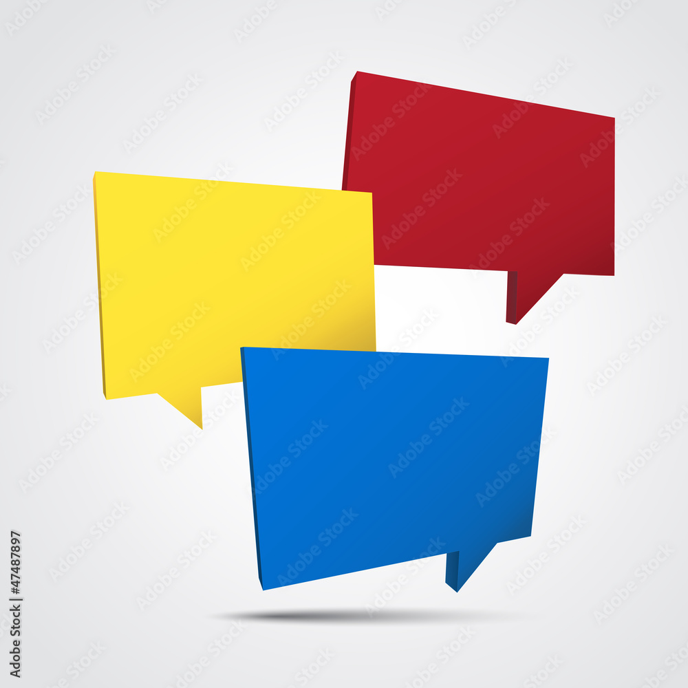 Abstract 3D speech bubble background.